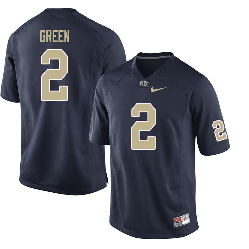 Men #2 David Green Pittsburgh Panthers College Football Jerseys Sale-Navy